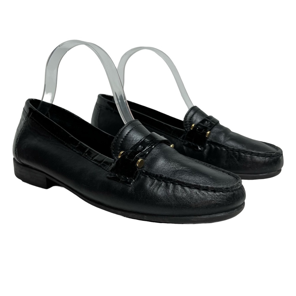 Clarks Black Leather Penny Loafers